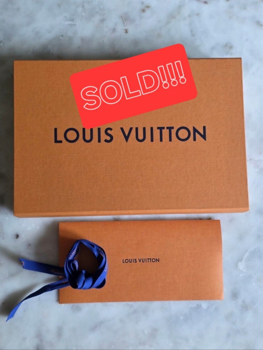 Authentic Louis Vuitton Gift Box with Blue Ribbon-12"Wx8"Hx2"D